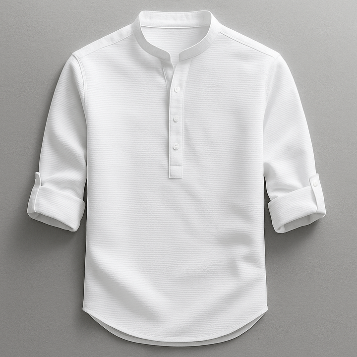 Maglia Henley elegante in cotone testurizzato per uomo