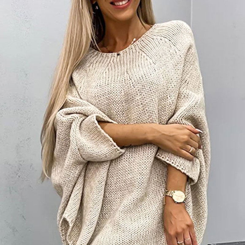 Damski elegancki sweter z peleryną z dzianiny