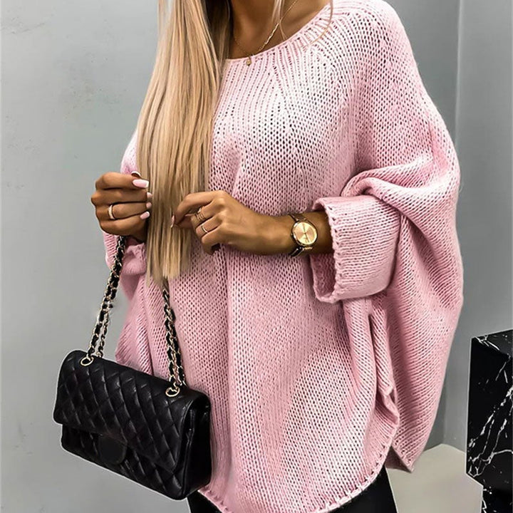 Damski elegancki sweter z peleryną z dzianiny