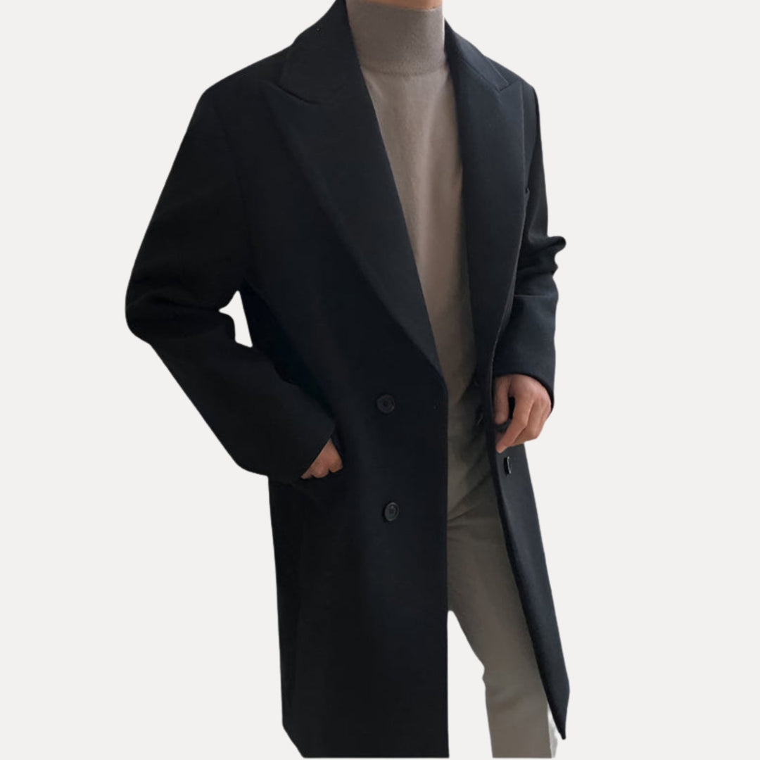 Cappotto uomo elegante doppiopetto in lana strutturato