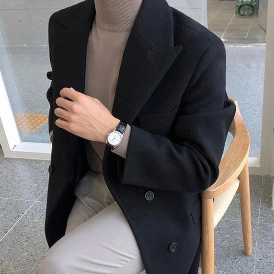 Cappotto uomo elegante doppiopetto in lana strutturato