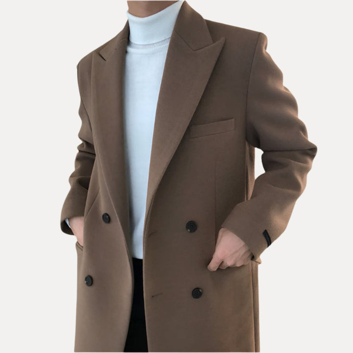 Cappotto uomo elegante doppiopetto in lana strutturato