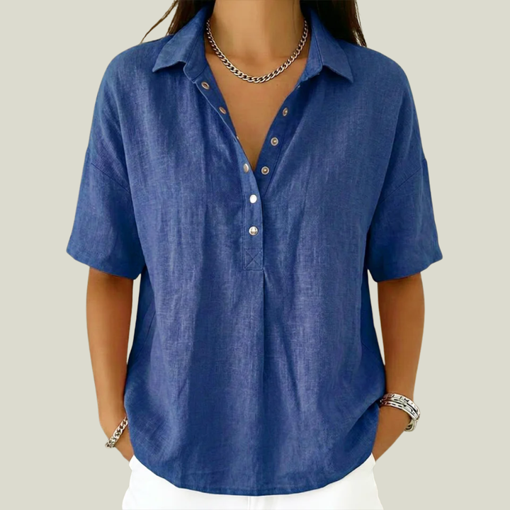 Blusa donna elegante con colletto e bottoni