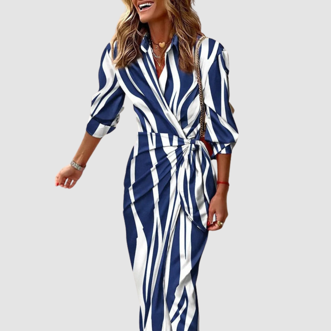 Abito midi donna a righe elegante e versatile