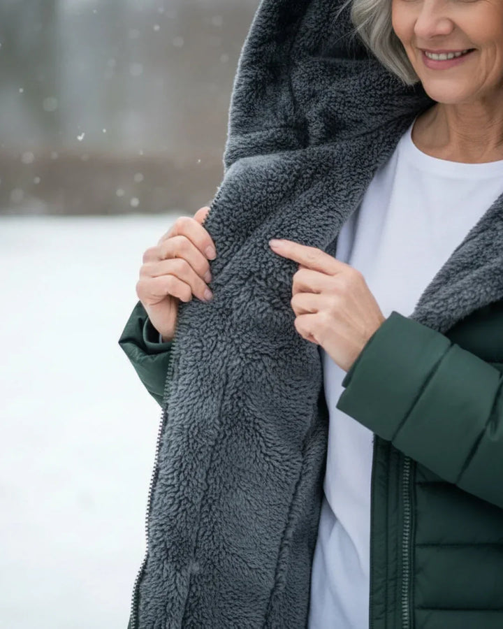 Cappotto invernale donna elegante imbottito caldo con cappuccio