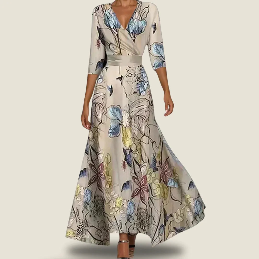 Abito floreale elegante e fluido per donna