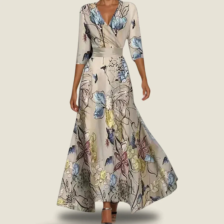 Abito floreale elegante e fluido per donna