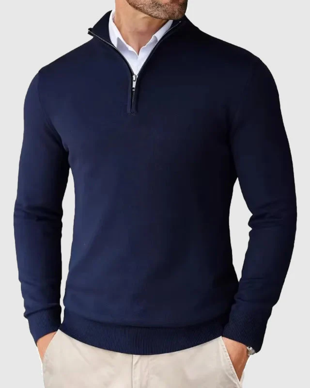 Maglione con zip elegante e strutturato per uomo