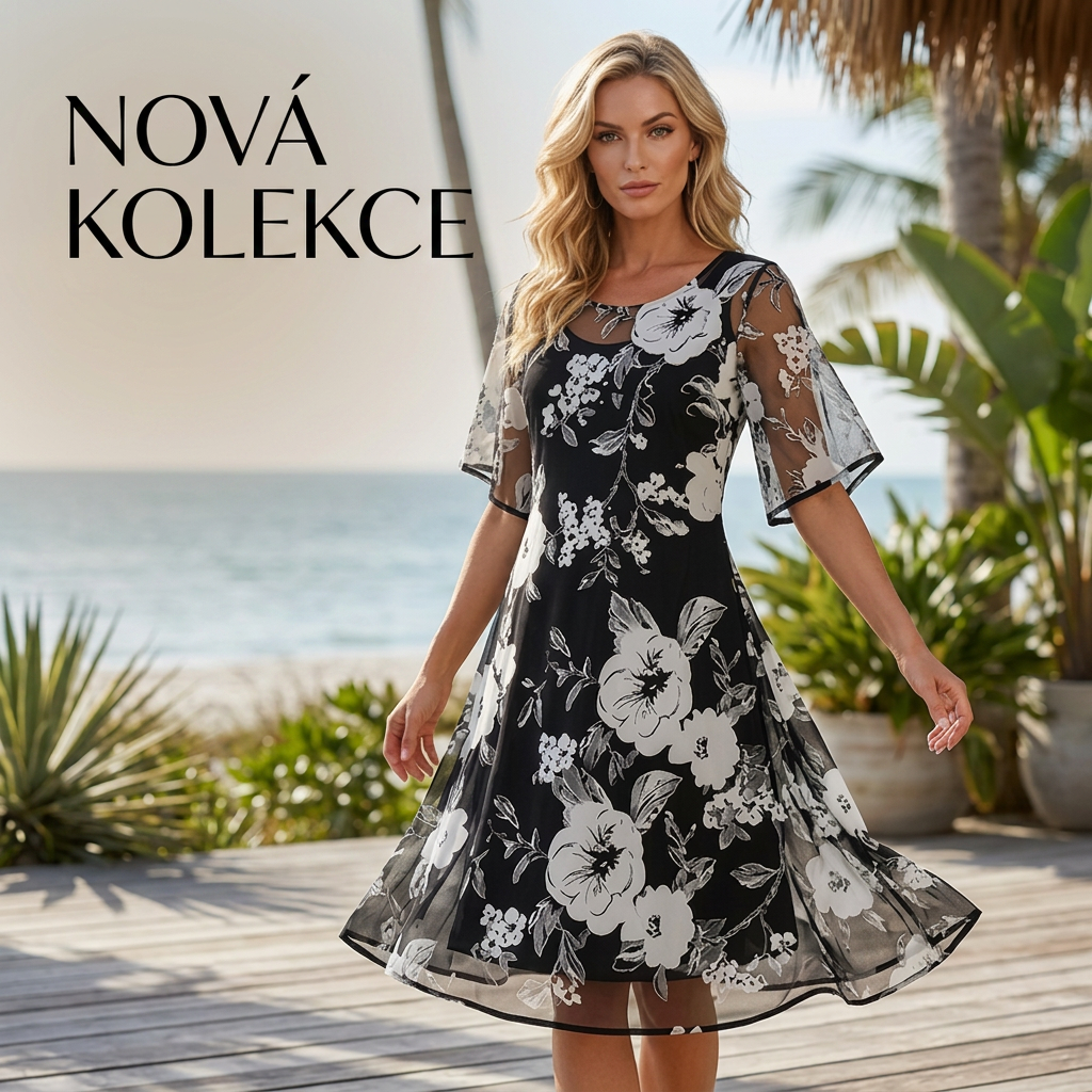 Abito elegante donna in chiffon floreale leggero