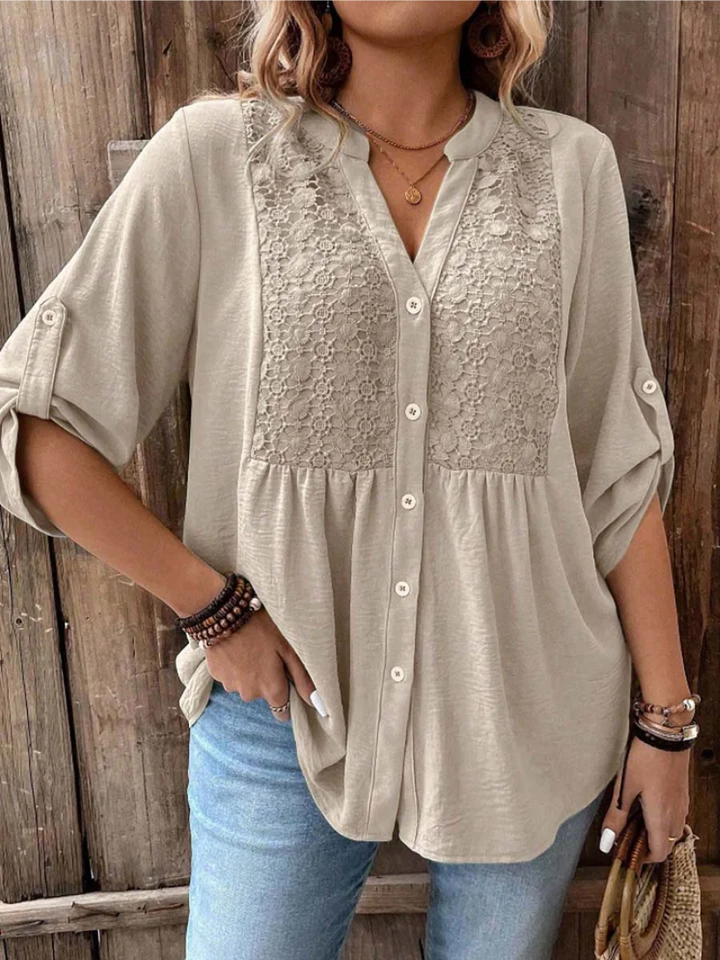 Blusa elegante a collo V morbida e leggera per donna