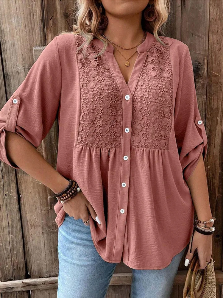 Blusa elegante a collo V morbida e leggera per donna