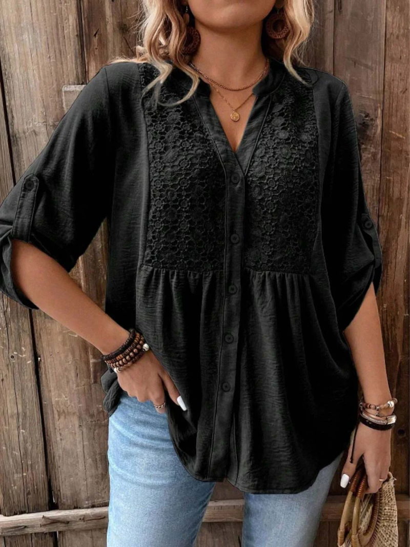 Blusa elegante a collo V morbida e leggera per donna
