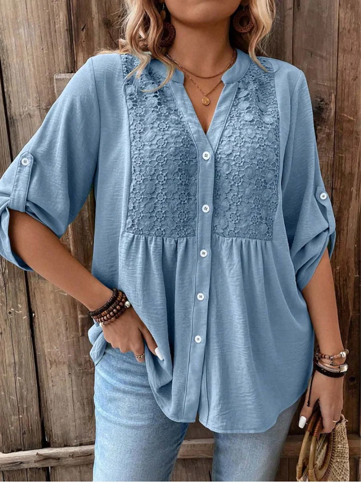 Blusa elegante a collo V morbida e leggera per donna