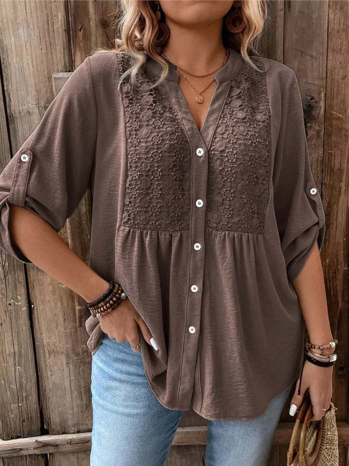 Blusa elegante a collo V morbida e leggera per donna