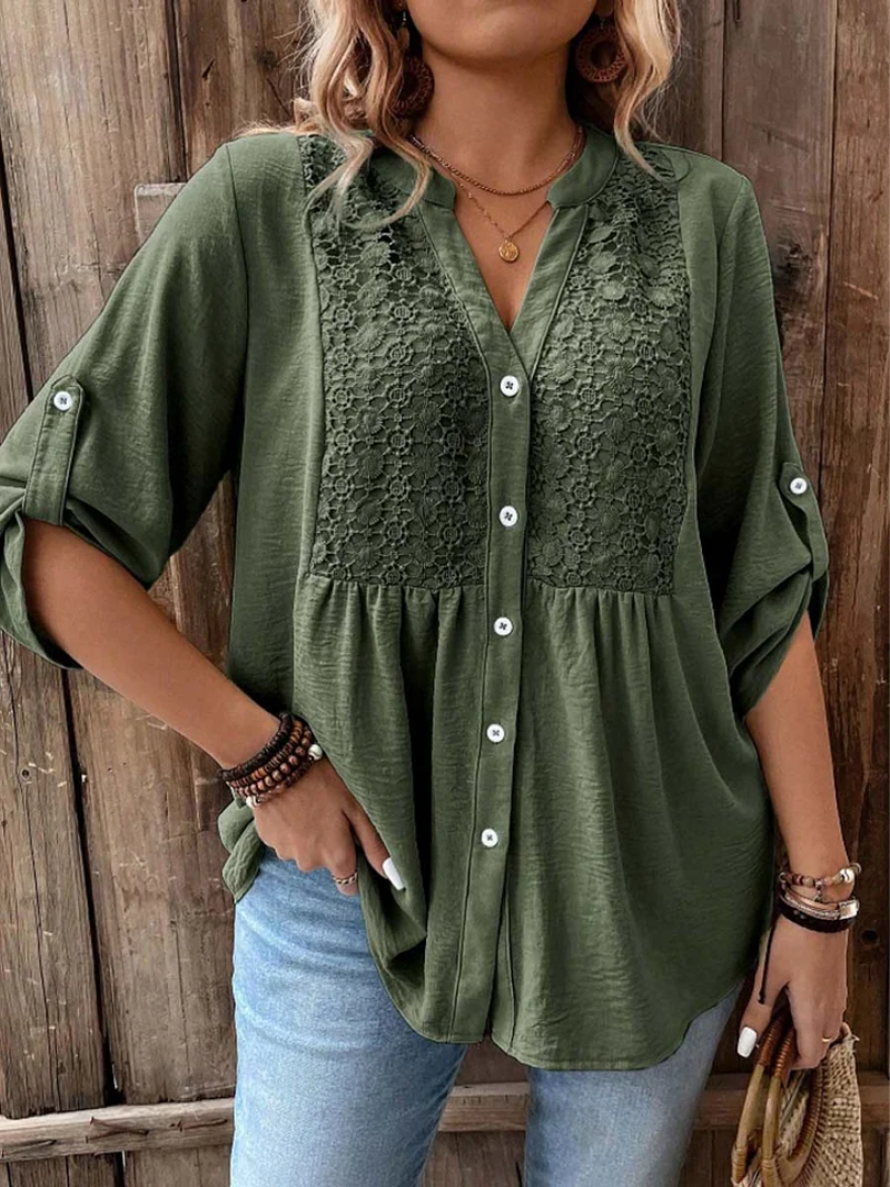 Blusa elegante a collo V morbida e leggera per donna