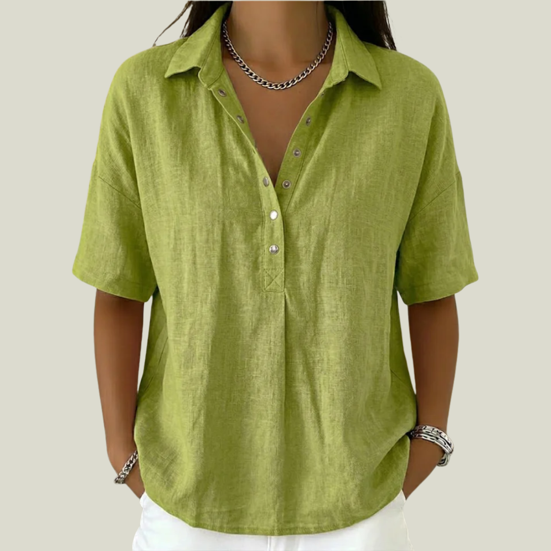 Blusa donna elegante con colletto e bottoni