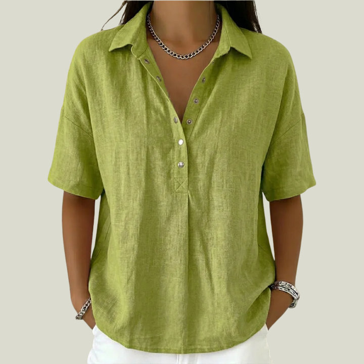 Blusa donna elegante con colletto e bottoni
