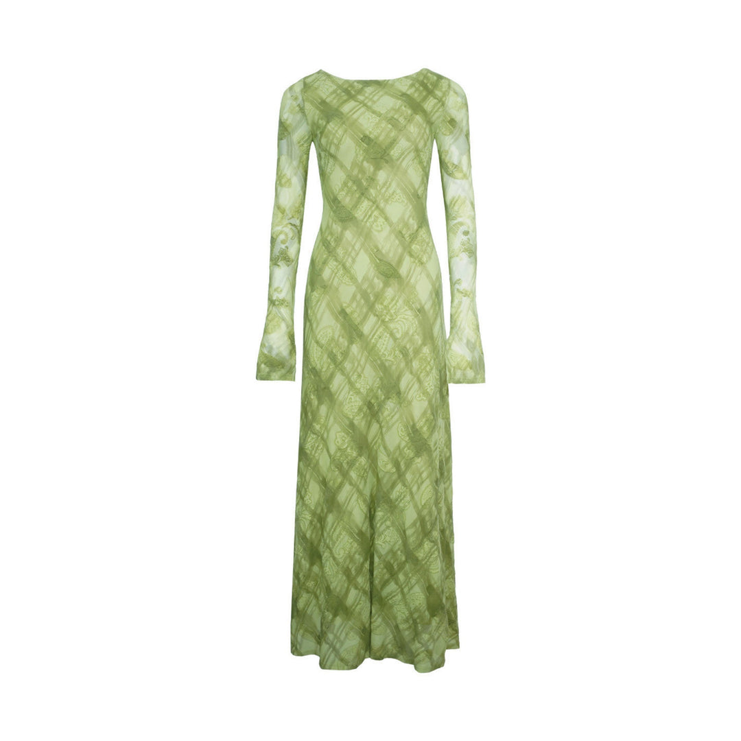Abito lungo aderente da donna elegante con stampa