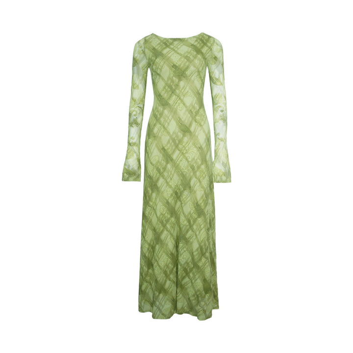 Abito lungo aderente da donna elegante con stampa