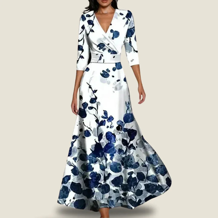 Abito floreale elegante e fluido per donna