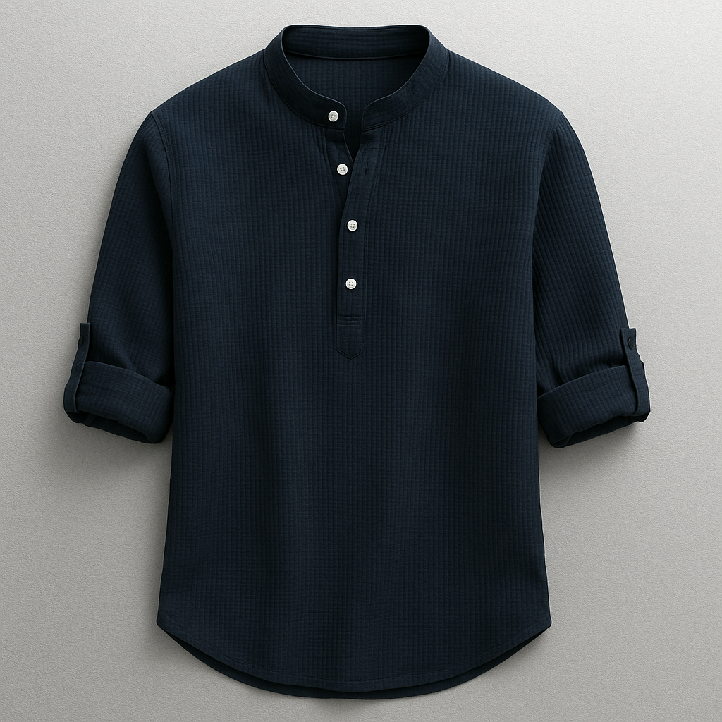 Maglia Henley elegante in cotone testurizzato per uomo