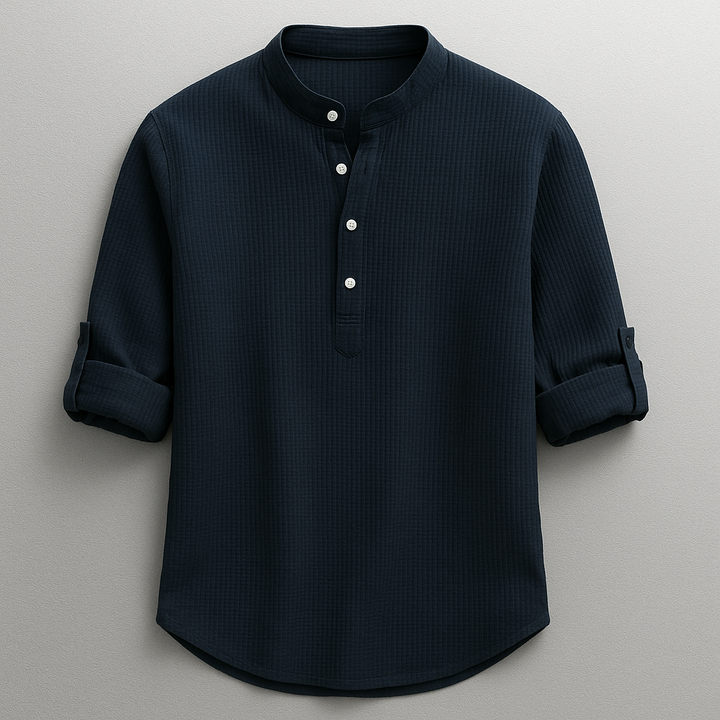 Maglia Henley elegante in cotone testurizzato per uomo