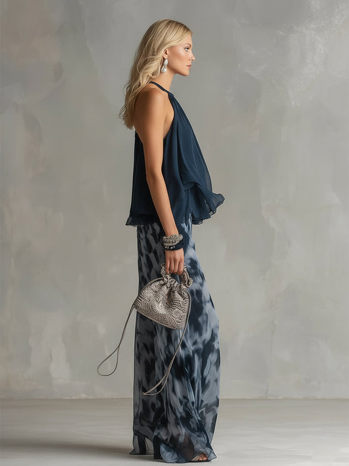 Completo donna elegante estivo con pantaloni larghi