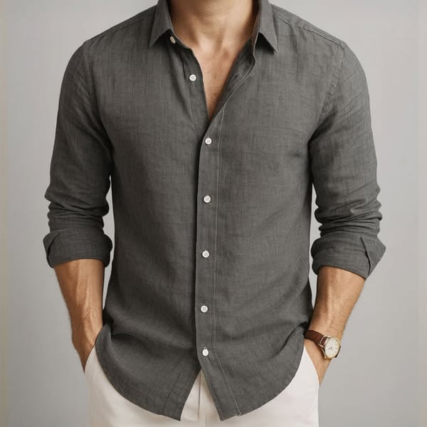 Camicia uomo in cotone e lino elegante e traspirante