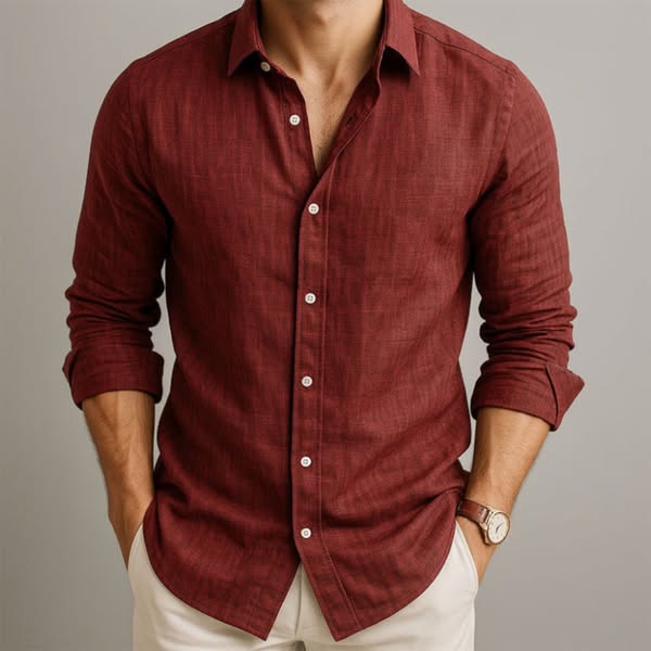 Camicia uomo in cotone e lino elegante e traspirante