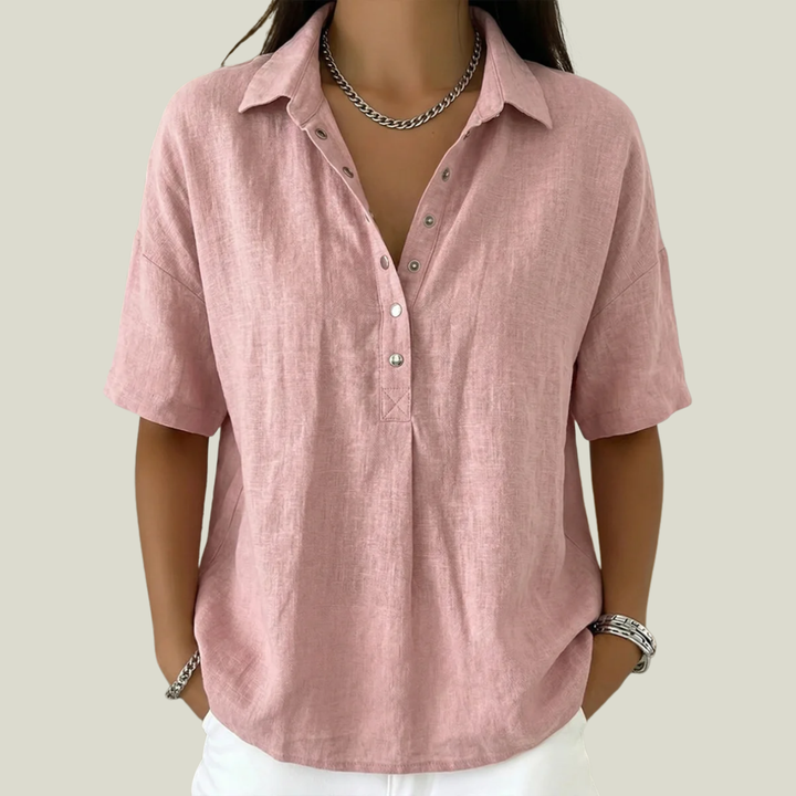 Blusa donna elegante con colletto e bottoni