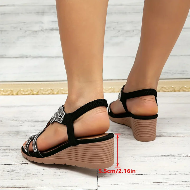 Sandali con zeppa ortopedici in pelle da donna eleganti e comodi