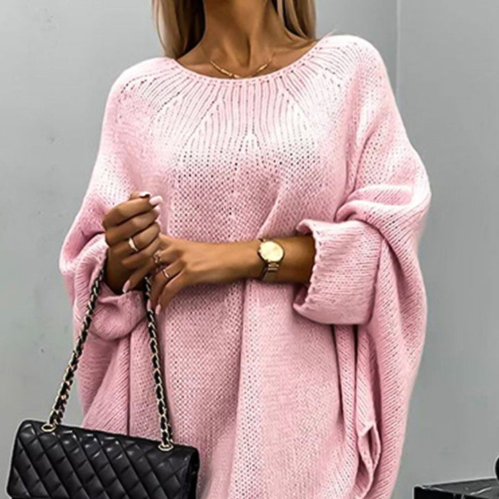 Damski elegancki sweter z peleryną z dzianiny