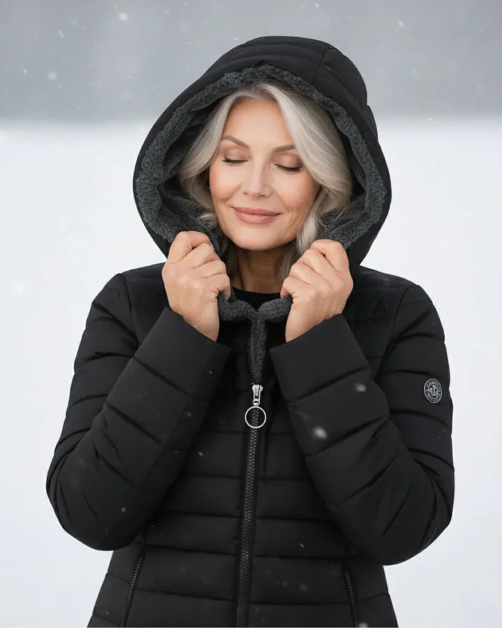 Cappotto invernale donna elegante imbottito caldo con cappuccio