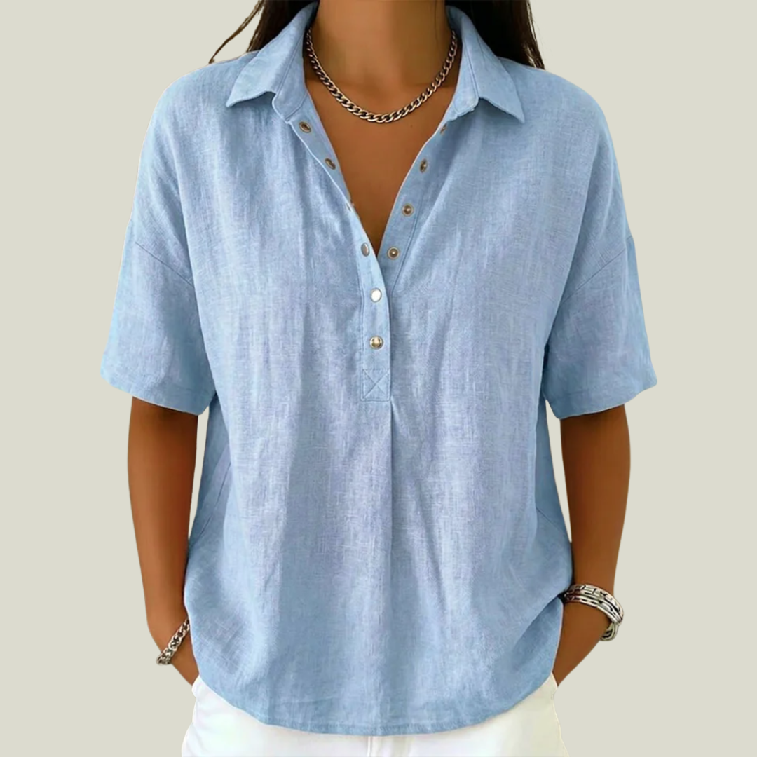 Blusa donna elegante con colletto e bottoni