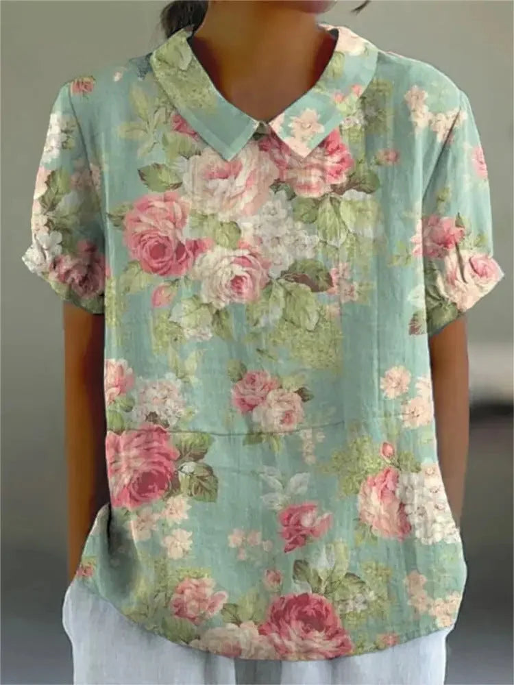 Blusa floreale da donna leggera ed elegante