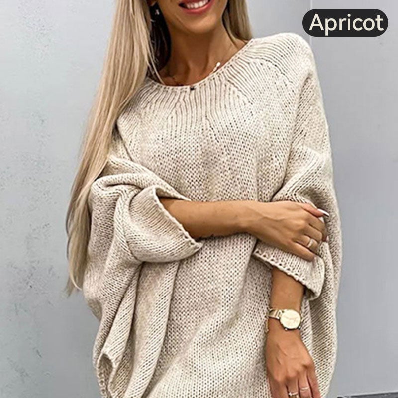 Damski elegancki sweter z peleryną z dzianiny