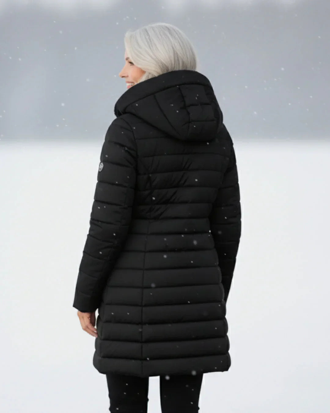 Cappotto invernale donna elegante imbottito caldo con cappuccio