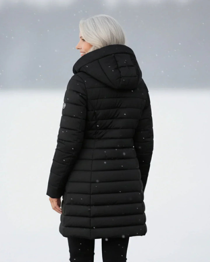 Cappotto invernale donna elegante imbottito caldo con cappuccio