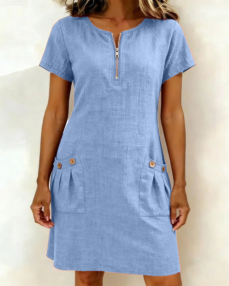 Abito donna in cotone e lino elegante e leggero
