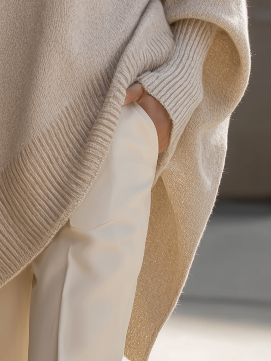 Maglione poncho donna morbido ed elegante oversize