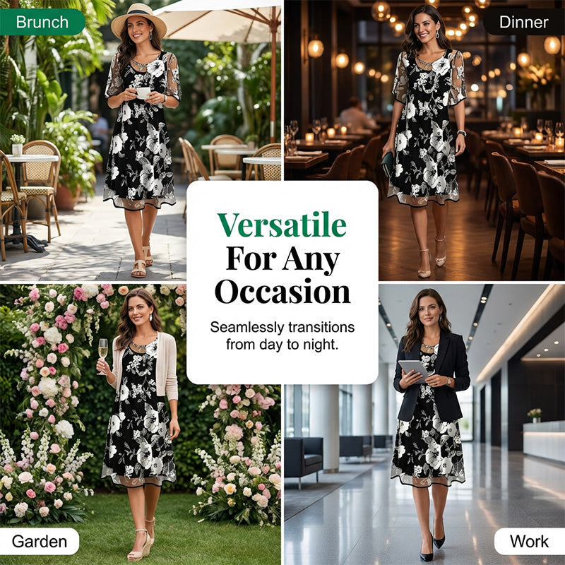 Abito elegante donna in chiffon floreale leggero