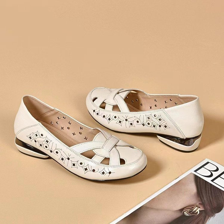 Scarpe slip-on in pelle traforata comode per donna