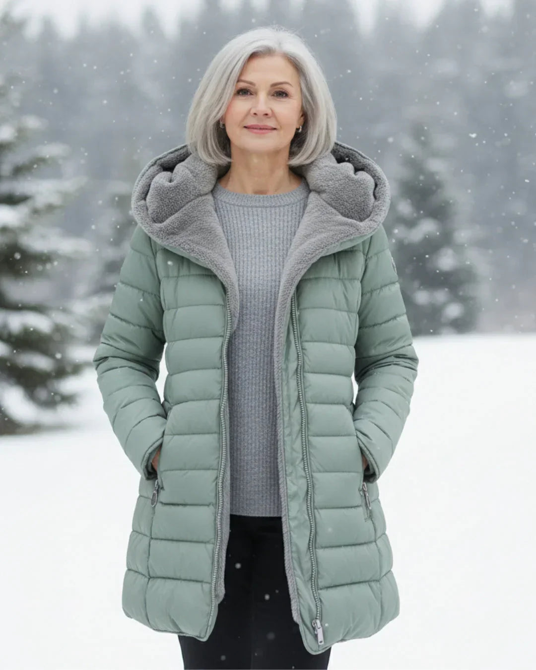 Cappotto invernale donna elegante imbottito caldo con cappuccio