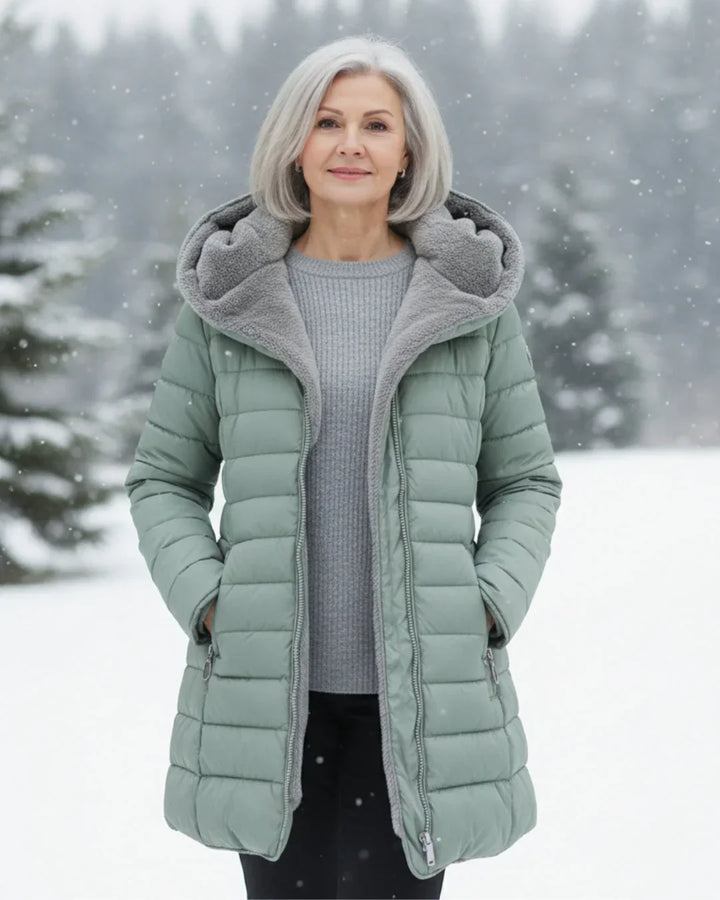 Cappotto invernale donna elegante imbottito caldo con cappuccio