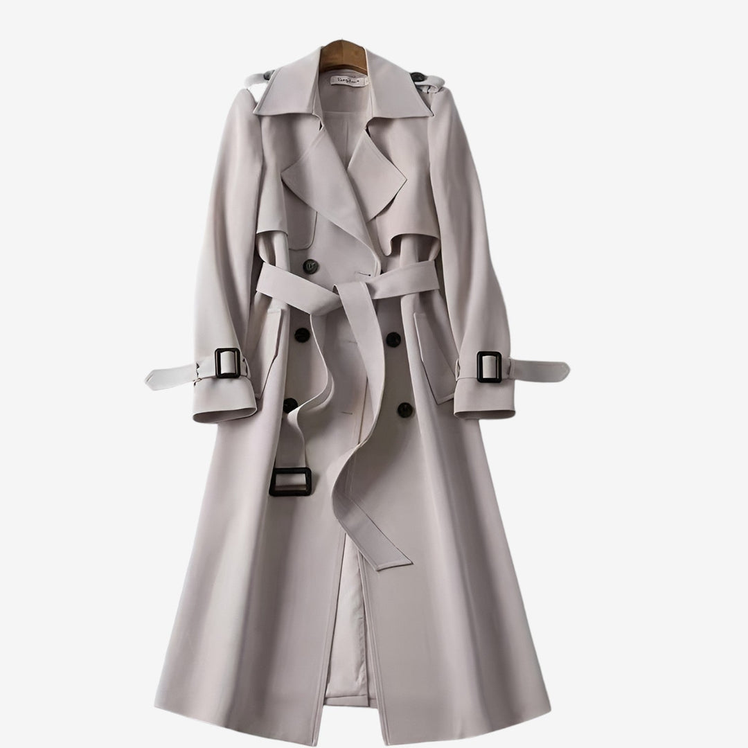 Trench donna elegante classico lungo con cintura regolabile