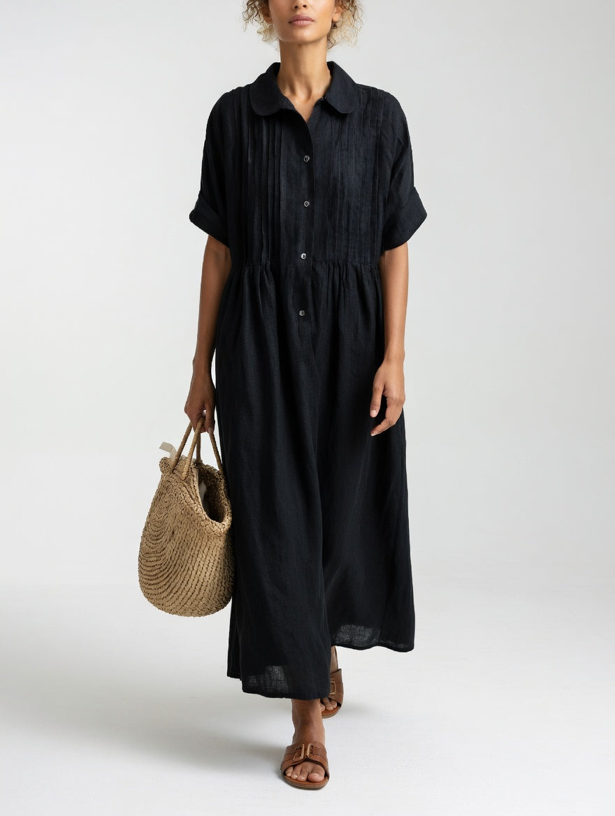 Abito chemisier lungo donna in cotone leggero