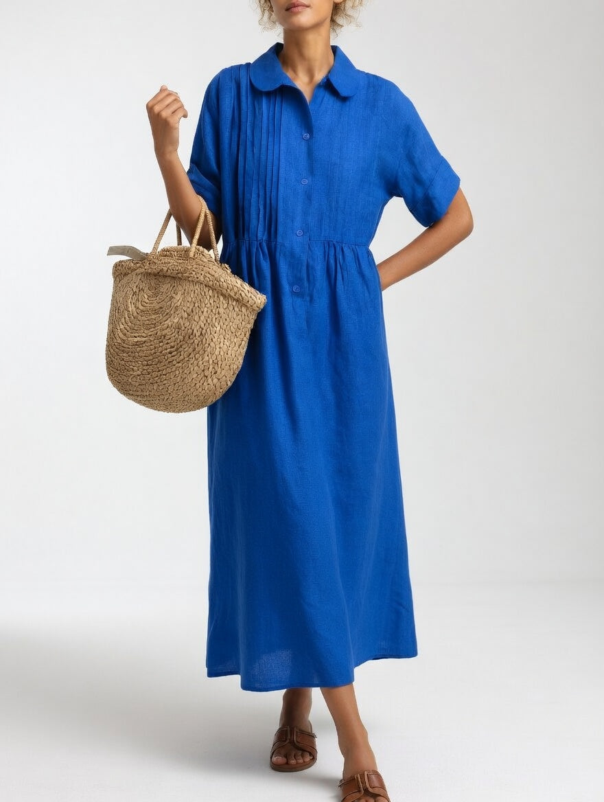 Abito chemisier lungo donna in cotone leggero