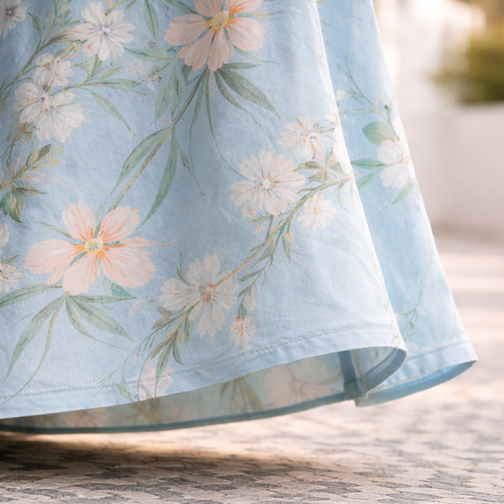 Abito lungo fluido da donna con stampa floreale elegante