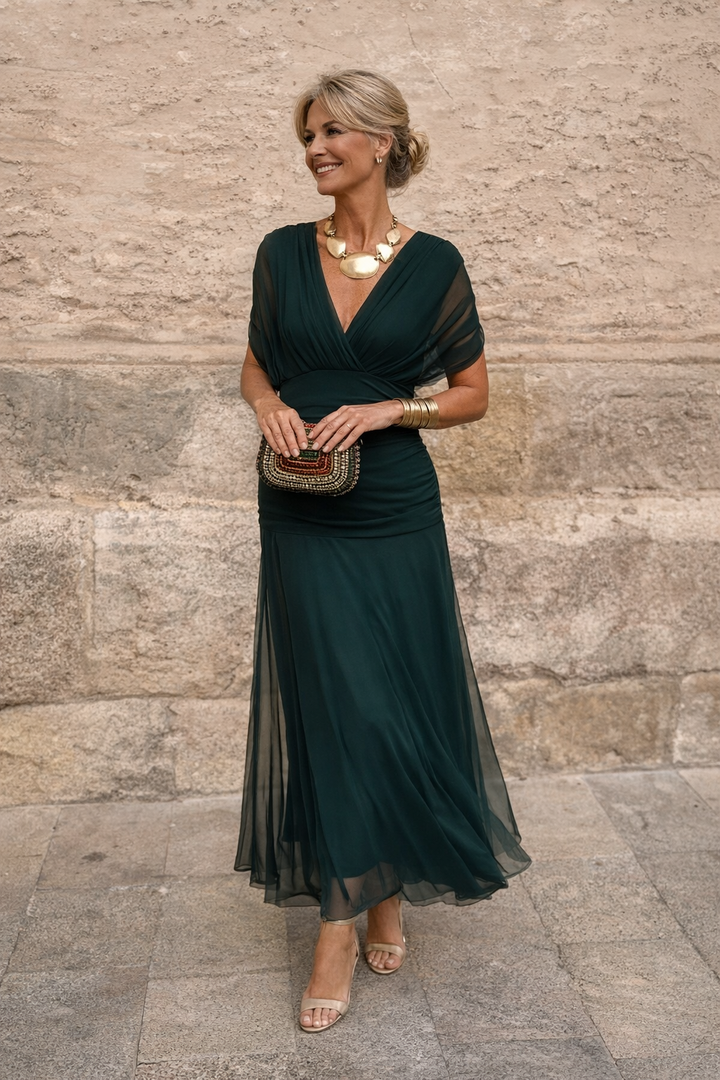 Abito lungo floreale elegante da donna fluido e raffinato