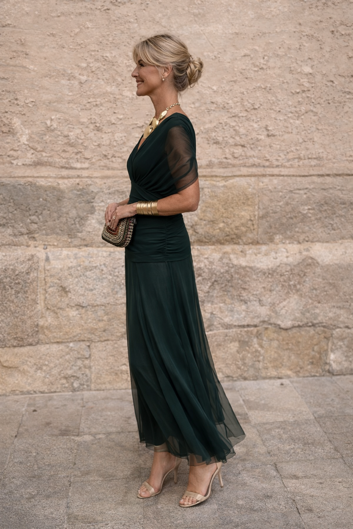 Abito lungo floreale elegante da donna fluido e raffinato